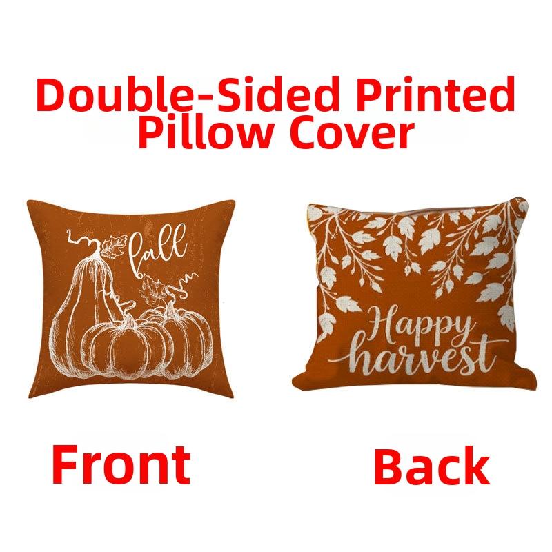 Looma Lex - Autumn Pumpkin Double-Sided Throw Pillow Cover – Farmhouse Fall Decorative Cushion - Sofa, Bed & Home Décor Looma