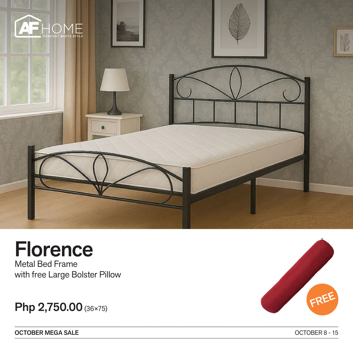 10.10 Mega Sale | Florence Metal Bed Frame with Surprise Gift AF Home