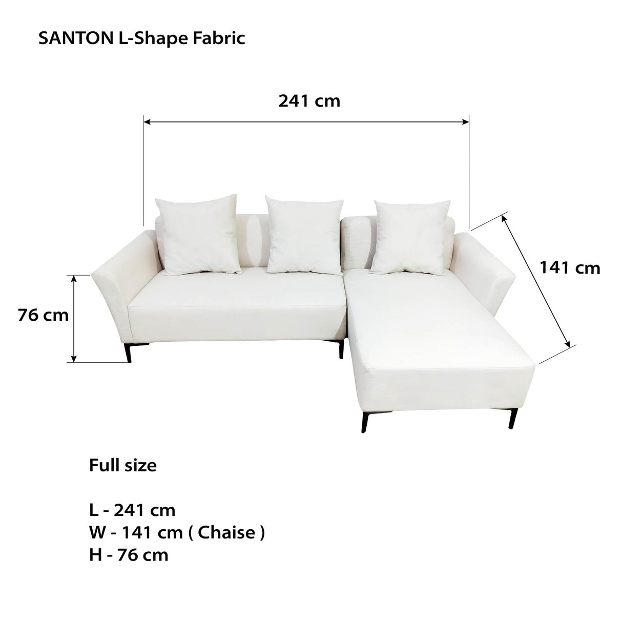 SANTON L-Shape Fabric Sofa Furnigo