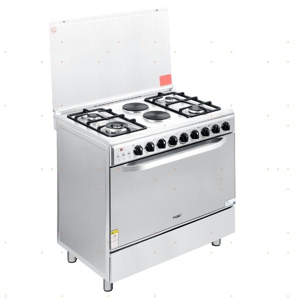 HAIER - HFS-904G2E130FGO 90cm 4 Gas Burners & 2 Electric Plate with 130L Double Burner Gas Oven Cooking Range AF Home