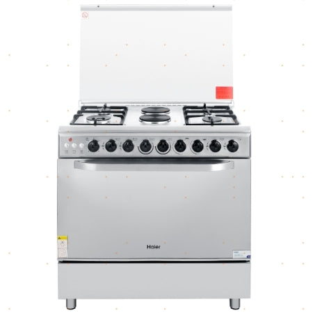 HAIER - HFS-904G2E130FGO 90cm 4 Gas Burners & 2 Electric Plate with 130L Double Burner Gas Oven Cooking Range AF Home