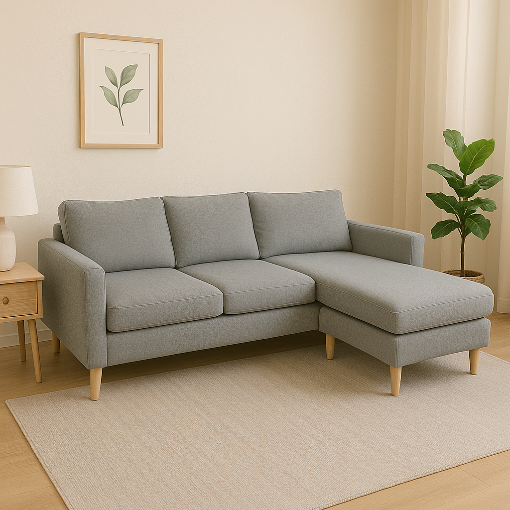 GINO Modern Upholstered L-Shape Fabric Sofa Furnigo