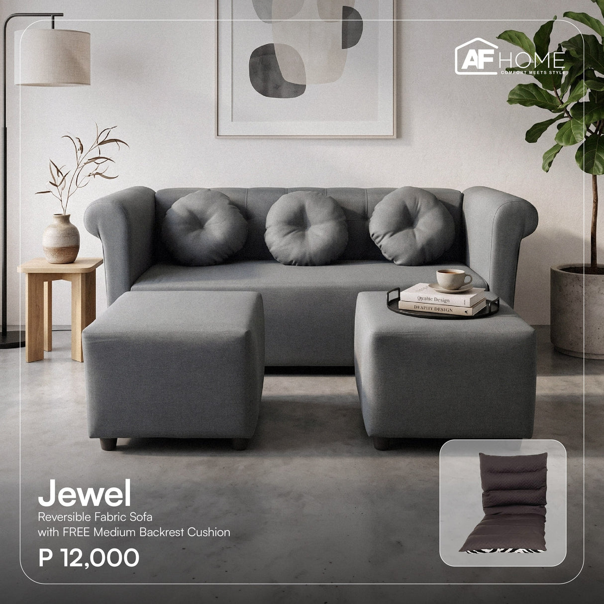 Jewel Reversible Sofa Set - FREE Backrest Cushion (Flash Sale) AF Home