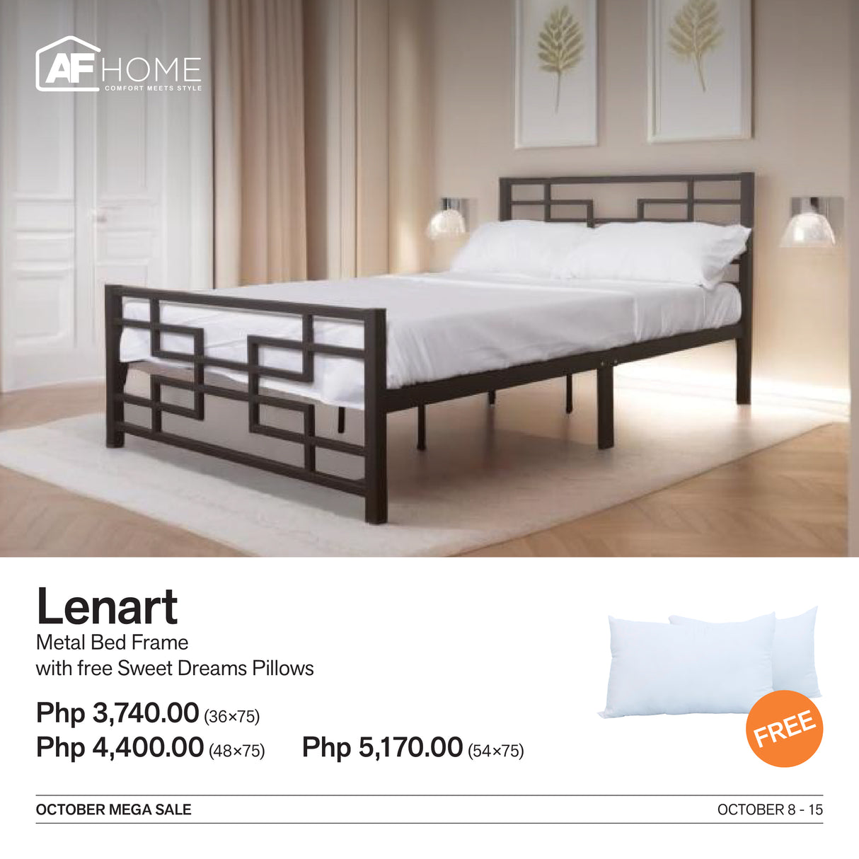 10.10 Mega Sale | Lenart Metal Bed Frame with Surprise Gift AF Home
