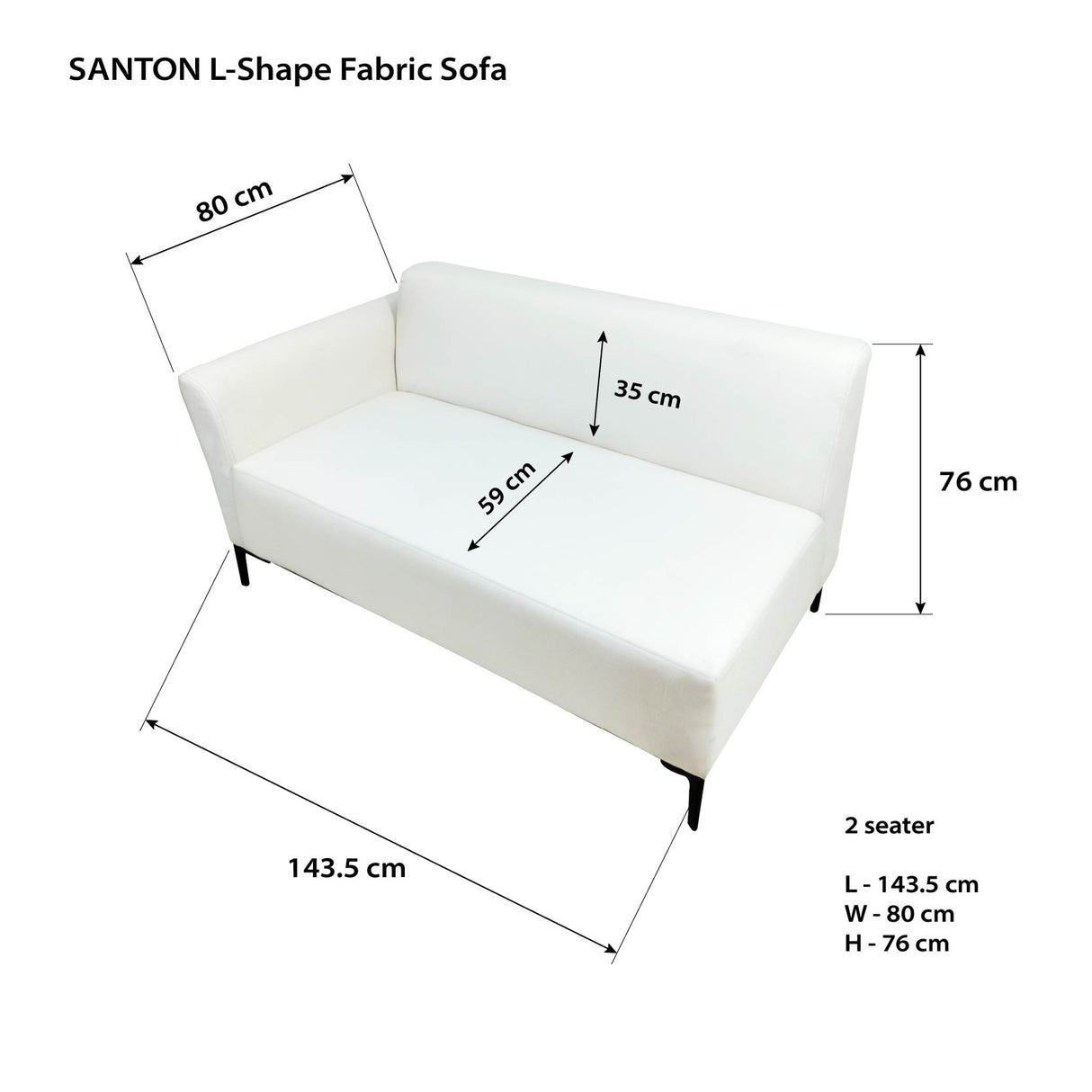 SANTON L-Shape Fabric Sofa Furnigo