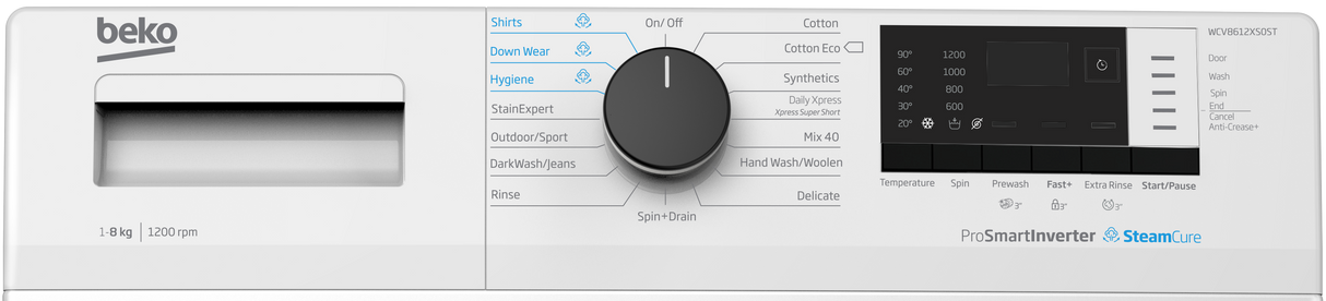 BEKO - WCV8612XS0ST: Freestanding Washing Machine (8 kg, 1200 rpm) AF Home