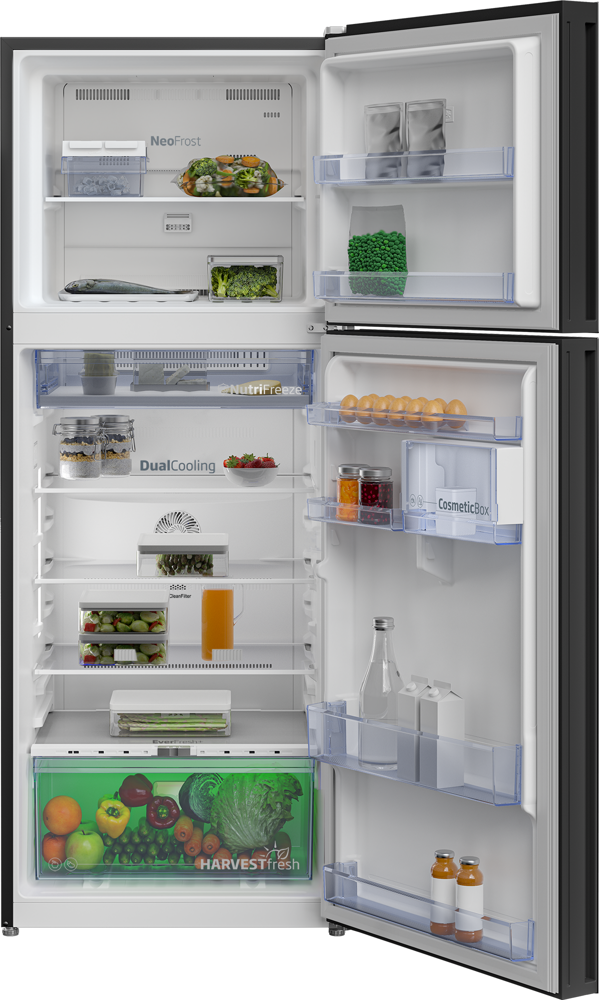 BEKO - RDNT445E40VZHFSGB Fridge Freezer (Freezer Top, 66 cm) AF Home