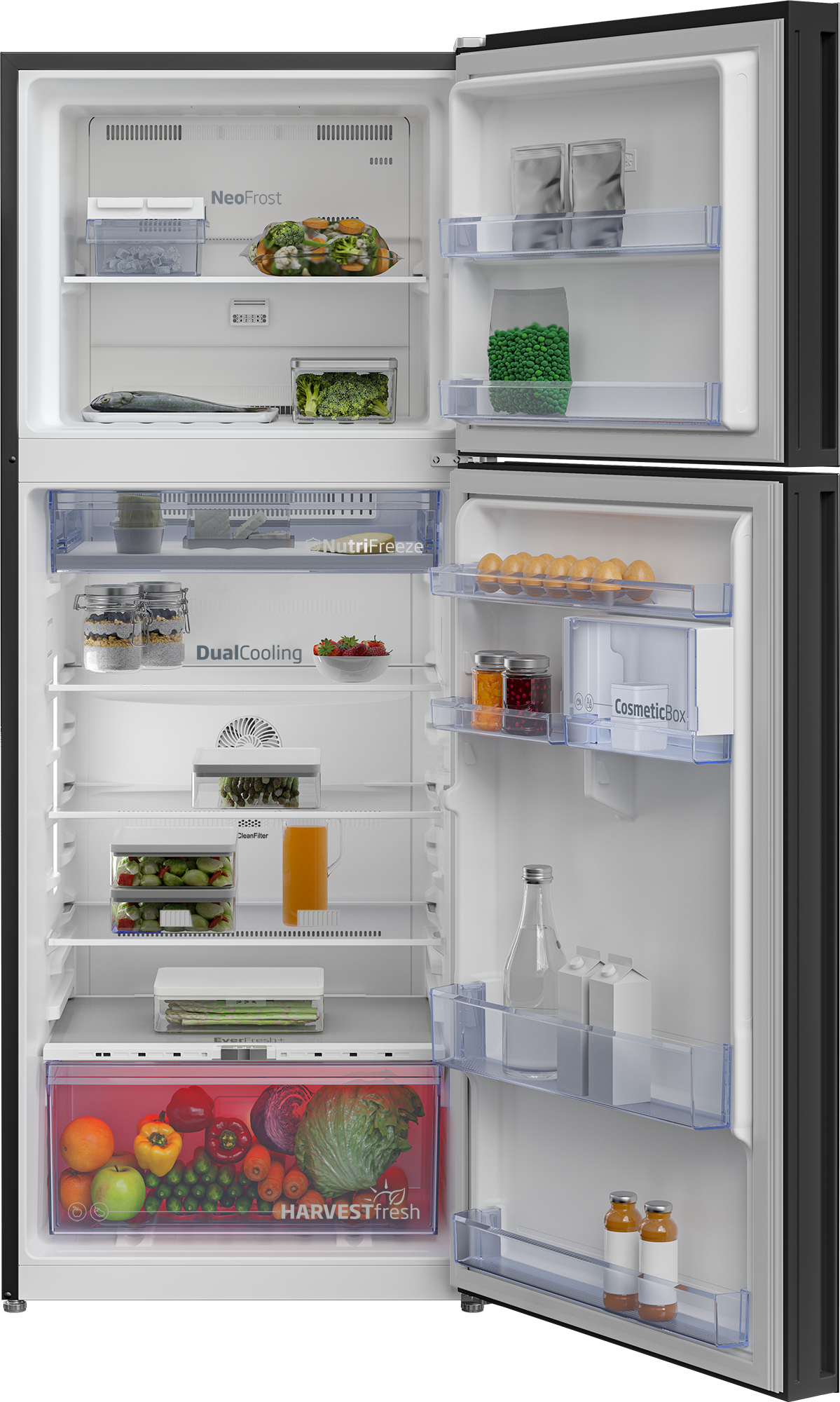 BEKO - RDNT445E40VZHFSGB Fridge Freezer (Freezer Top, 66 cm) AF Home