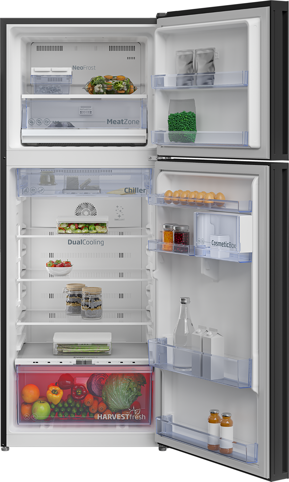 BEKO - RDNT401E50VZGB: Fridge Freezer (Freezer Top, 66 cm) AF Home