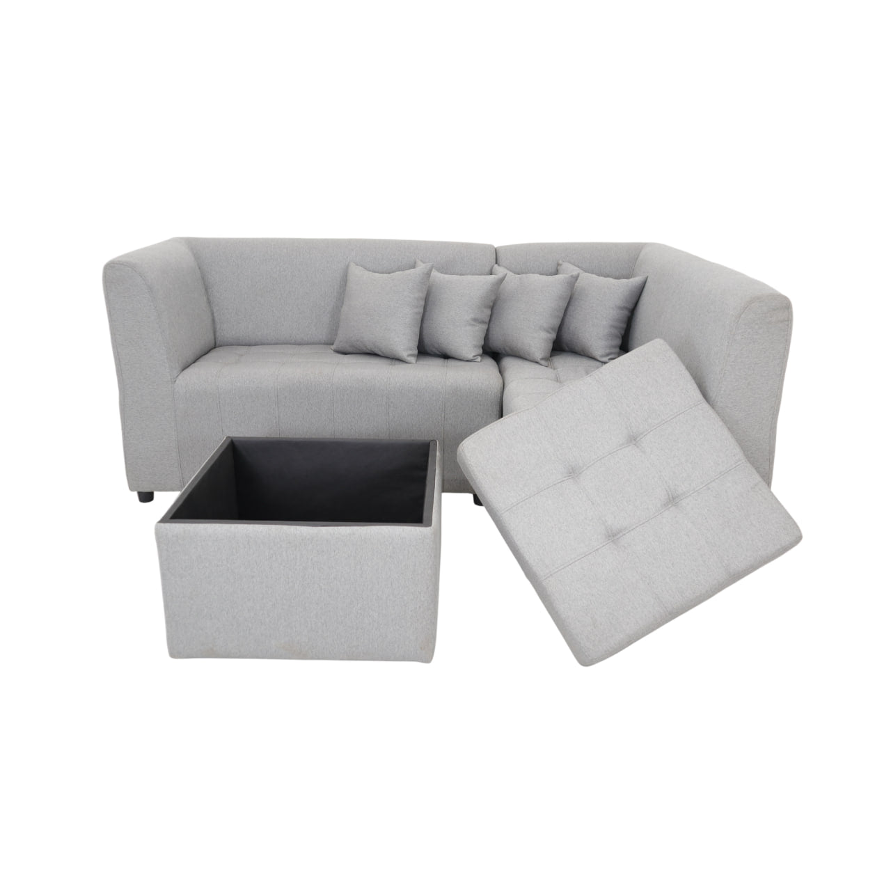 RONNA L-Shape Fabric Sofa w/ Storage Ottoman AF Home
