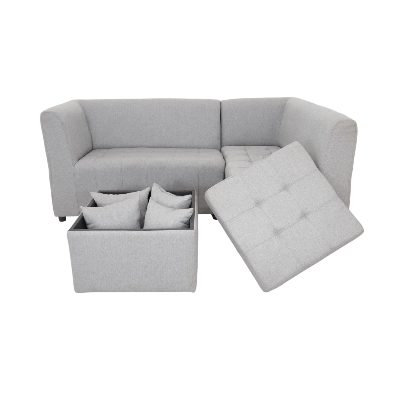 RONNA L-Shape Fabric Sofa w/ Storage Ottoman AF Home