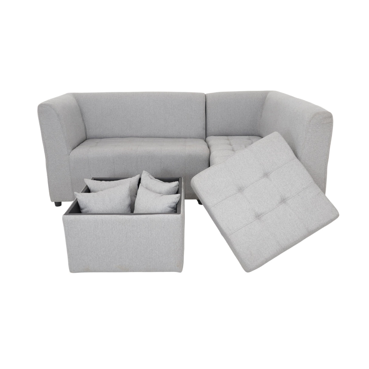 RONNA L-Shape Fabric Sofa w/ Storage Ottoman Affordahome