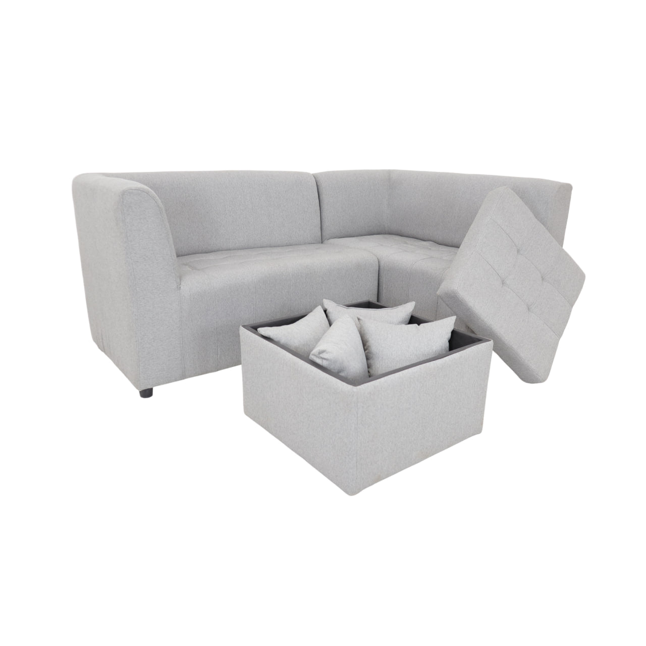 RONNA L-Shape Fabric Sofa w/ Storage Ottoman AF Home