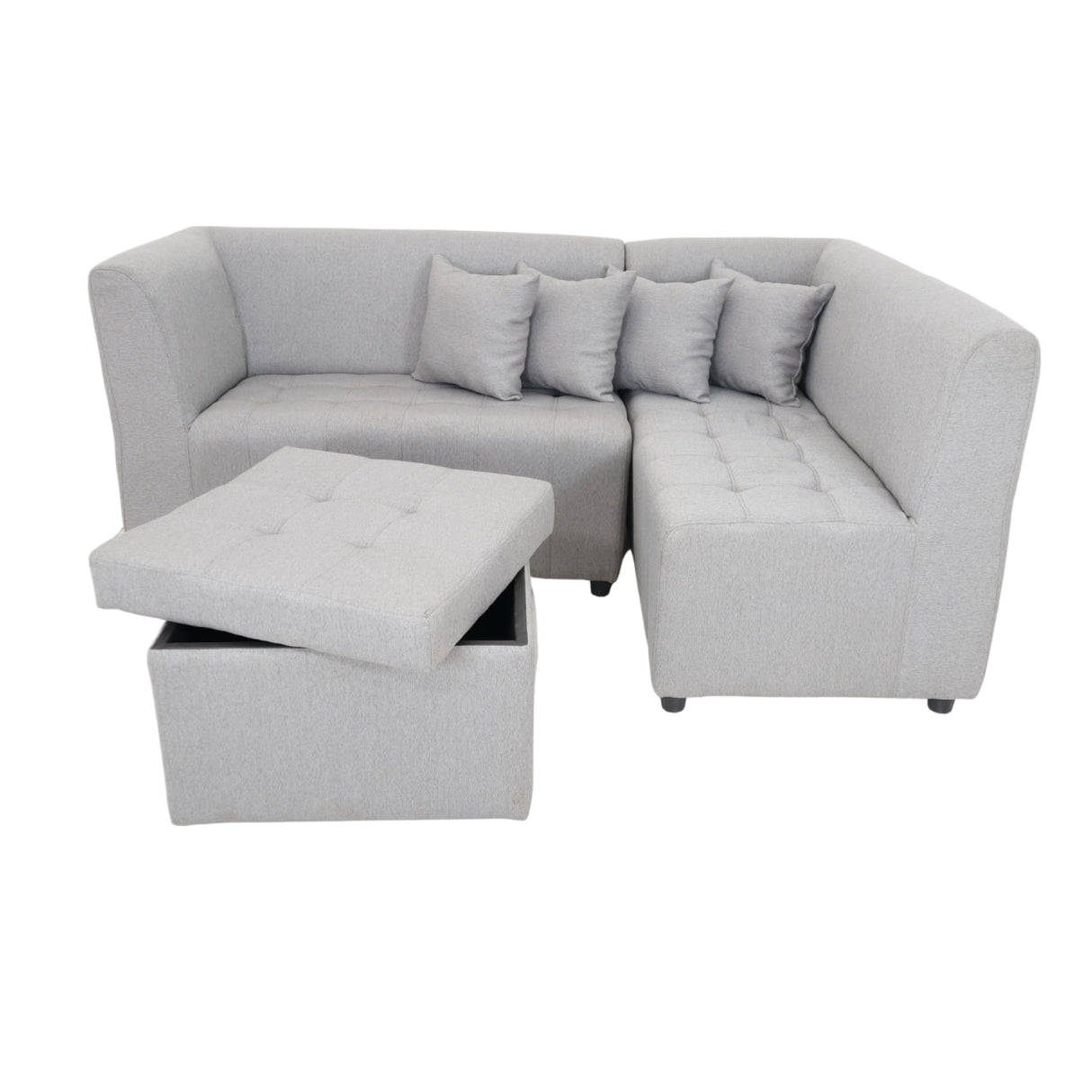 RONNA L-Shape Fabric Sofa w/ Storage Ottoman Affordahome