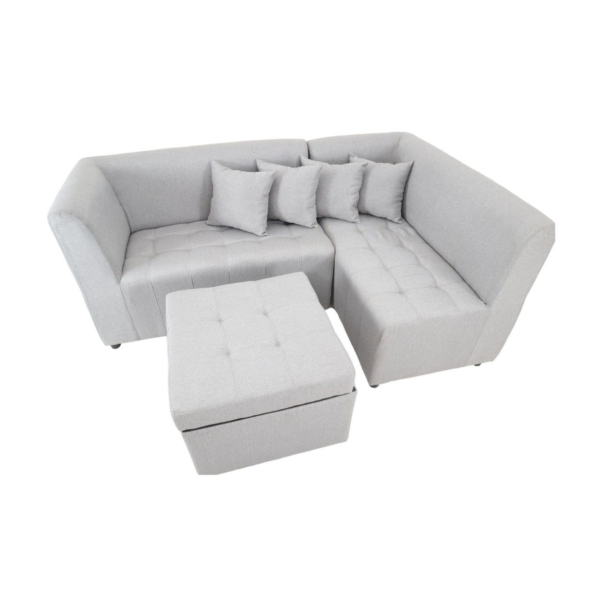 RONNA L-Shape Fabric Sofa w/ Storage Ottoman Affordahome