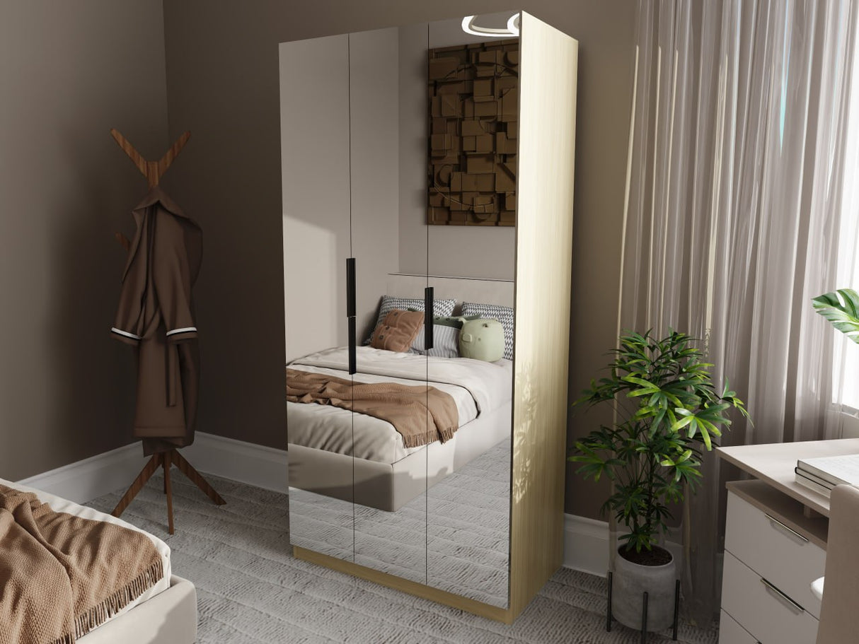 CARLTON Wardrobe with 3 mirror panel Furnigo