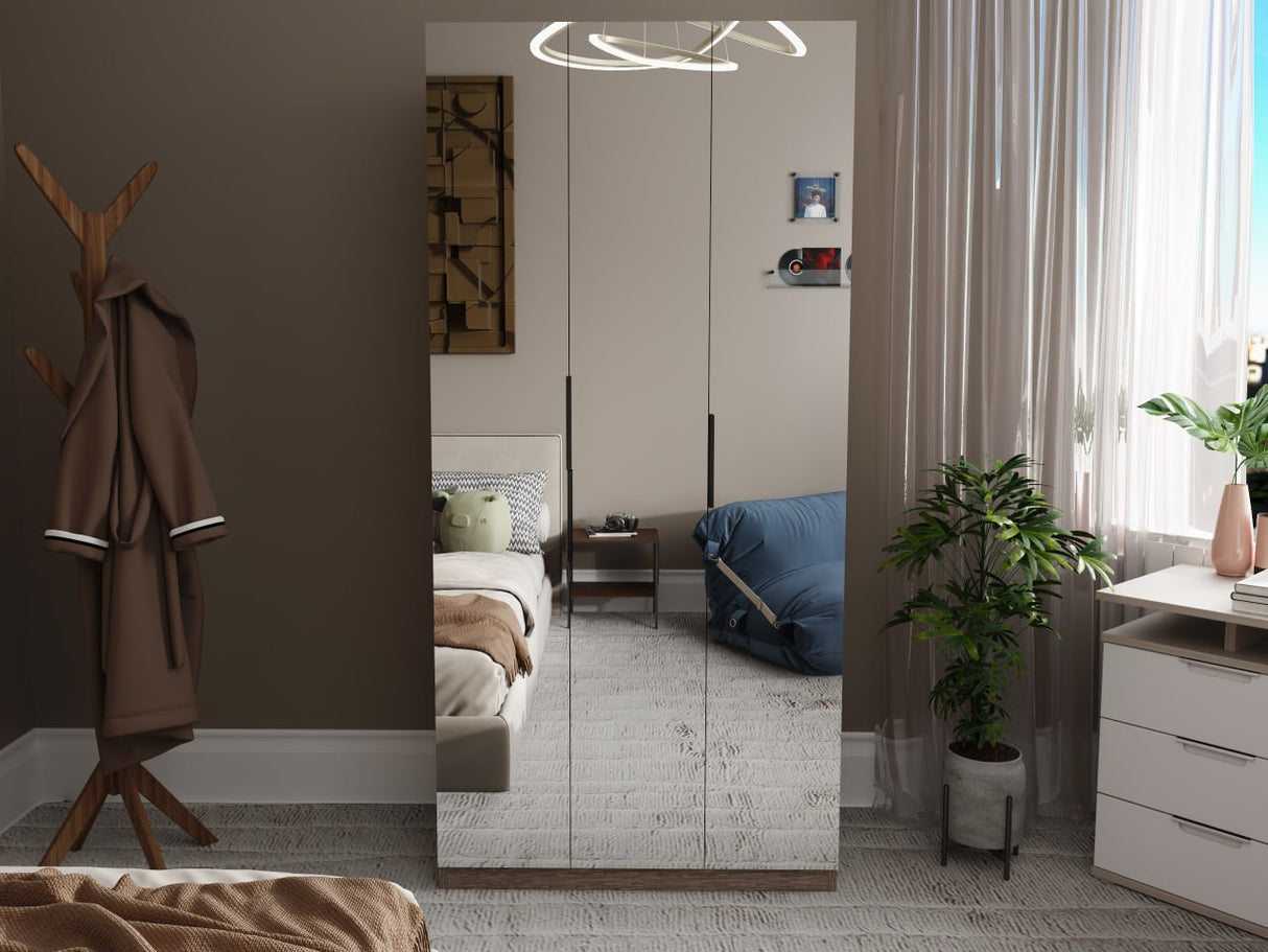 CARLTON Wardrobe with 3 mirror panel Furnigo