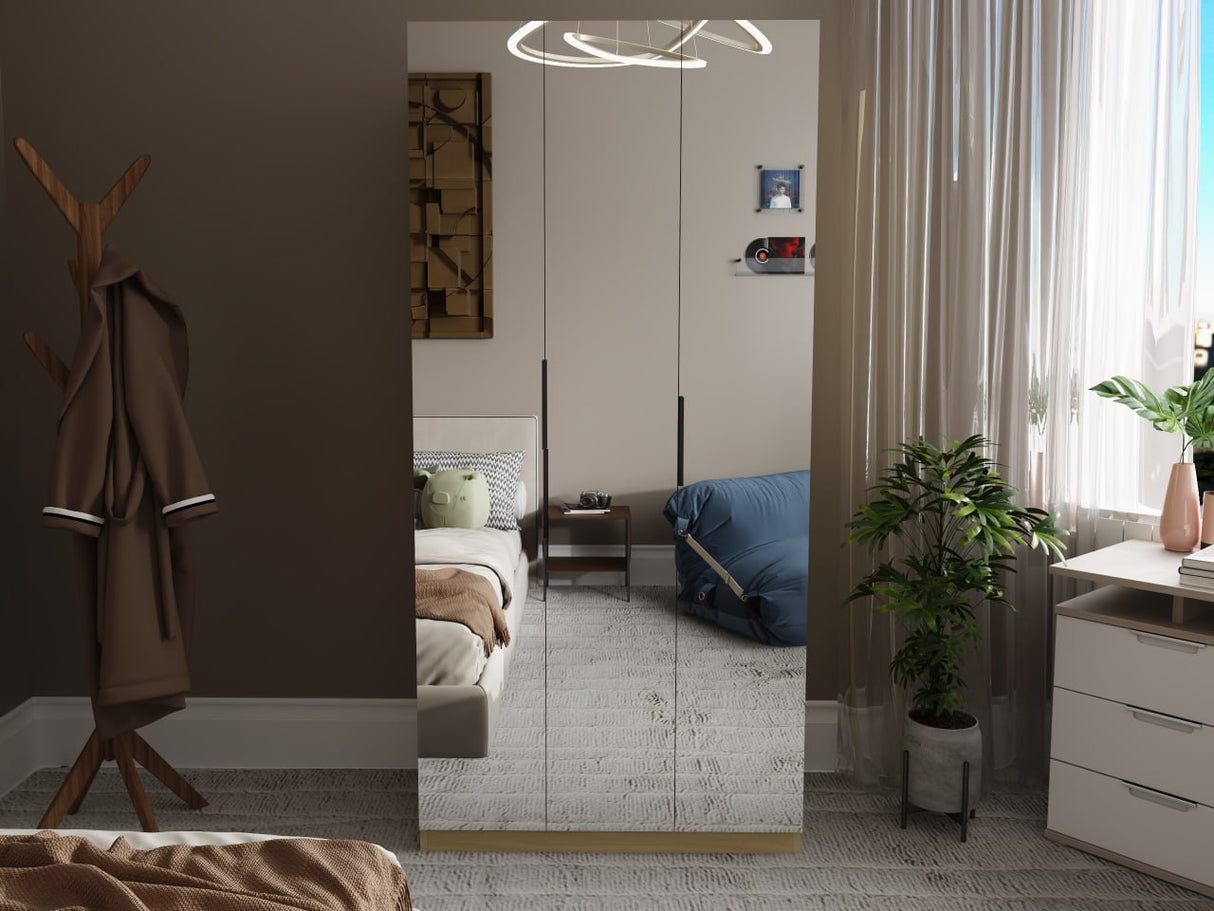 CARLTON Wardrobe with 3 mirror panel Furnigo