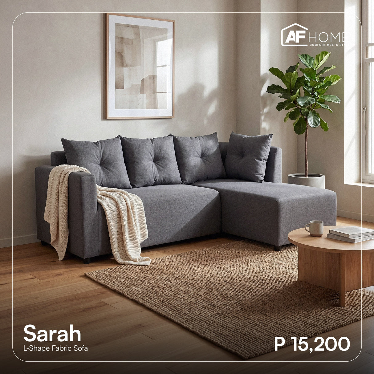 Sarah L-Shape Fabric Sofa