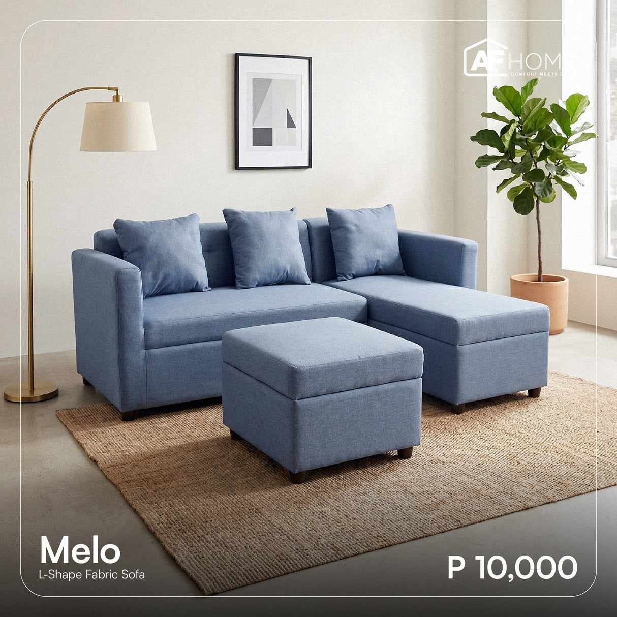 Melo L-Shape Fabric Sofa Set