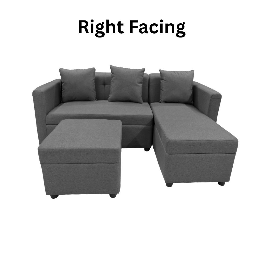 MELO Mini L-Shape Fabric Sofa with Ottoman Affordahome
