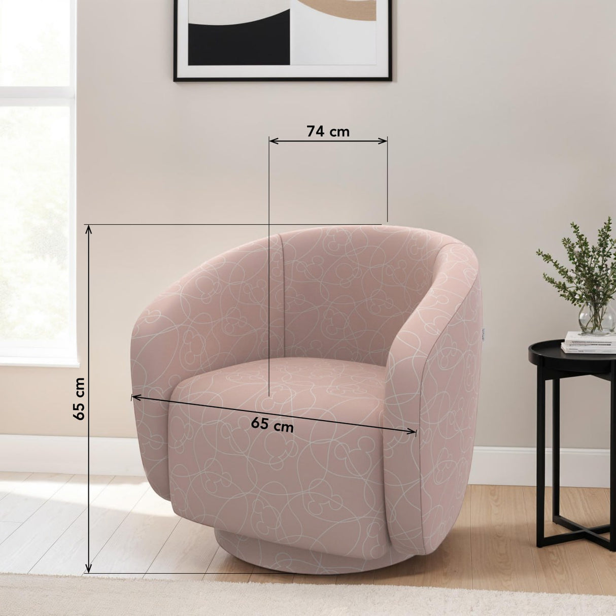 Mickey Mouse Pink Abstract Swivel Accent Chair Style Disney Home