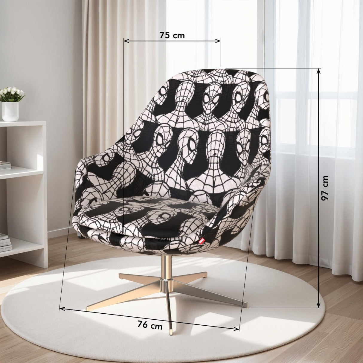 Spider-Man Black/White Swivel Accent Chair Tron Style Disney Home