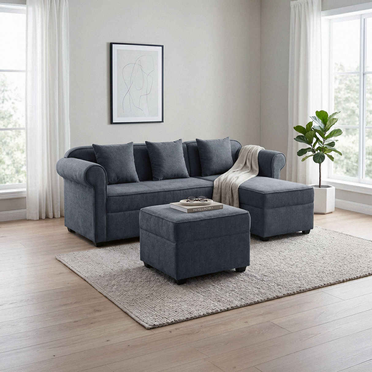 Rome L-Shape Fabric Sofa
