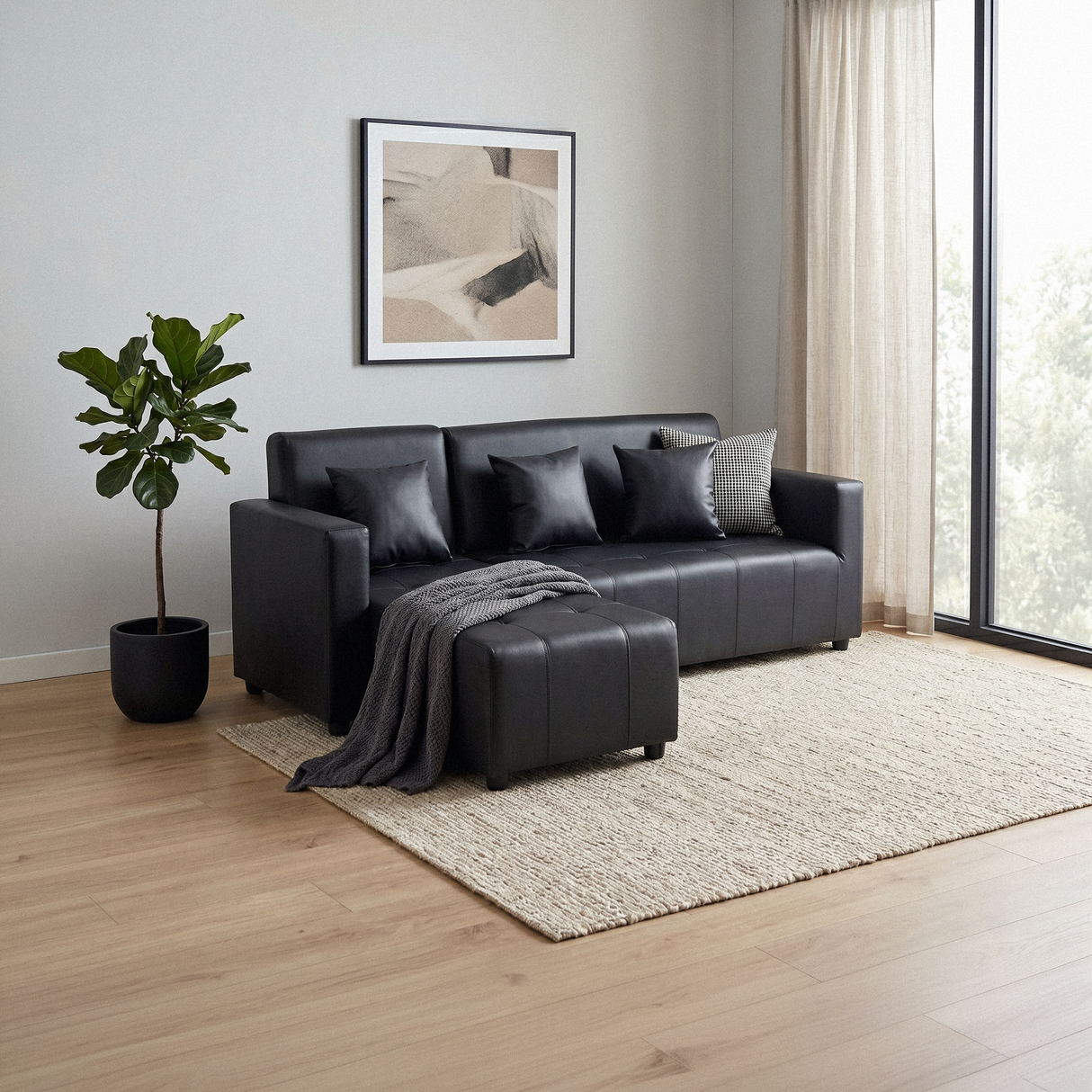 Sage L-Shape Leather Sofa Set