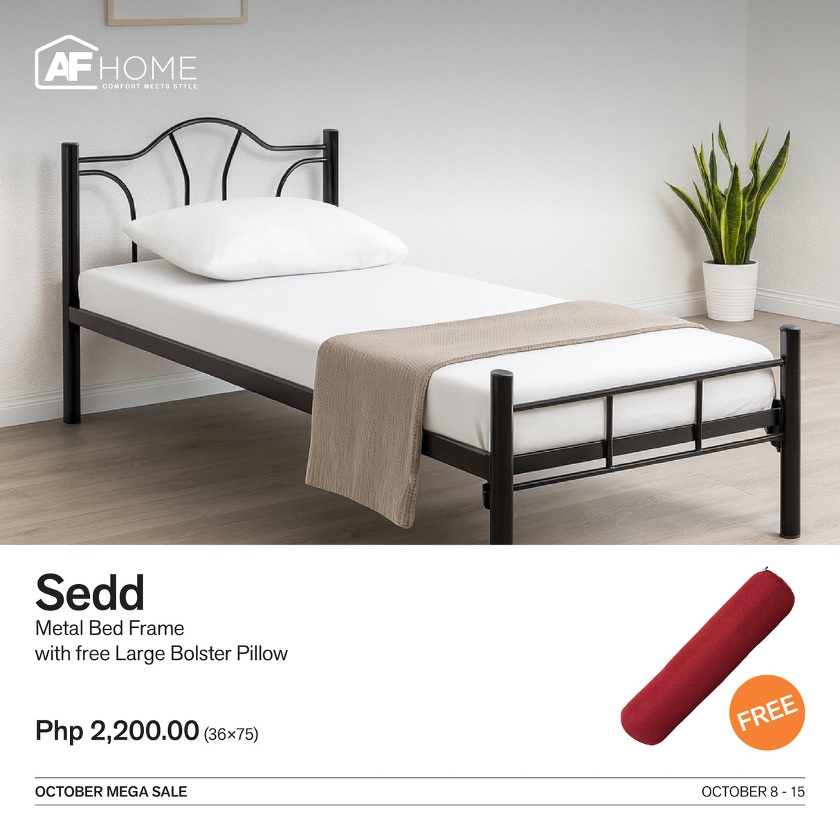 10.10 Mega Sale | Sedd Metal Bed Frame (Straight Matting) AF Home