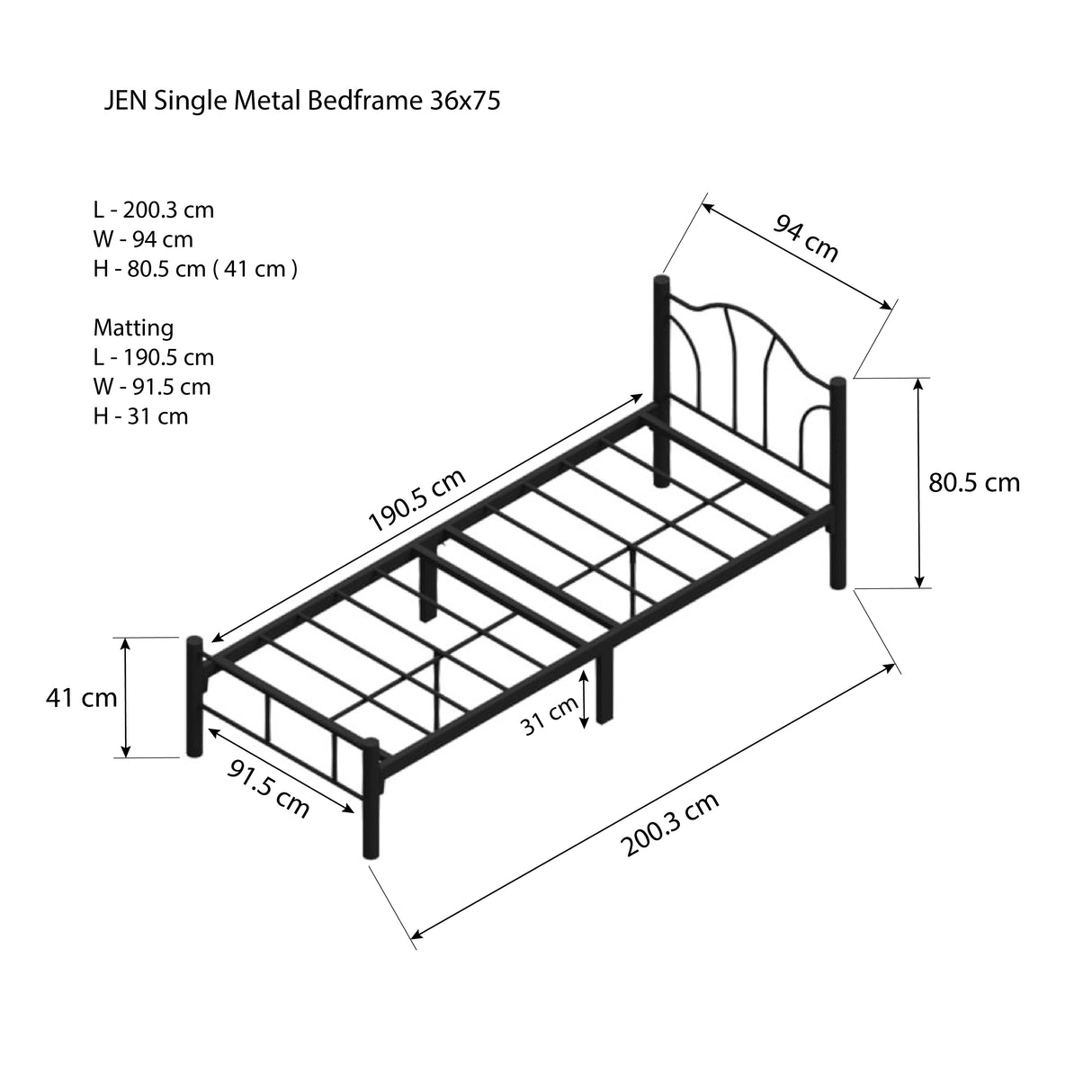 JEN Metal Bedframe Affordahome
