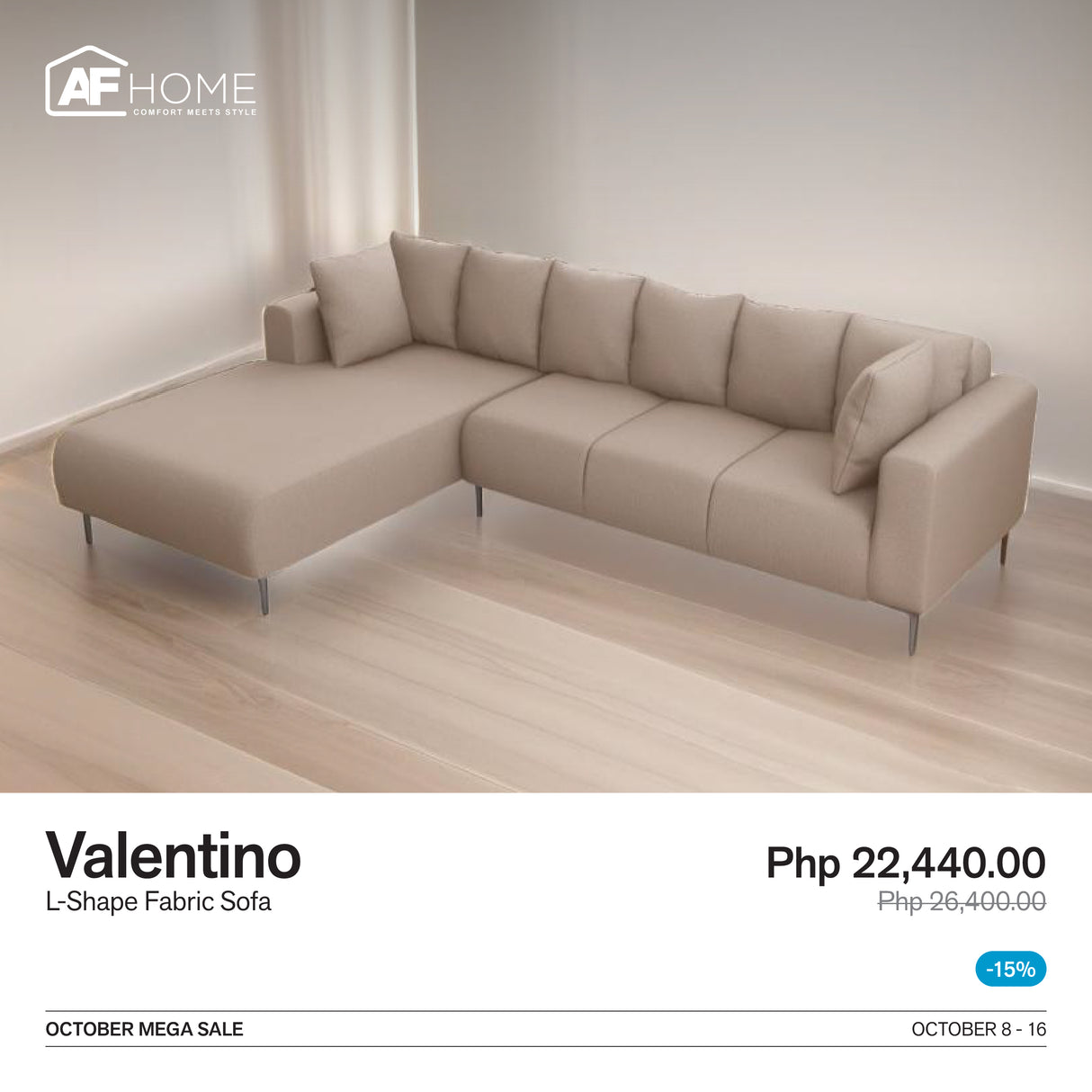 10.10 Mega Sale | Valentino L-shape Sofa AF Home