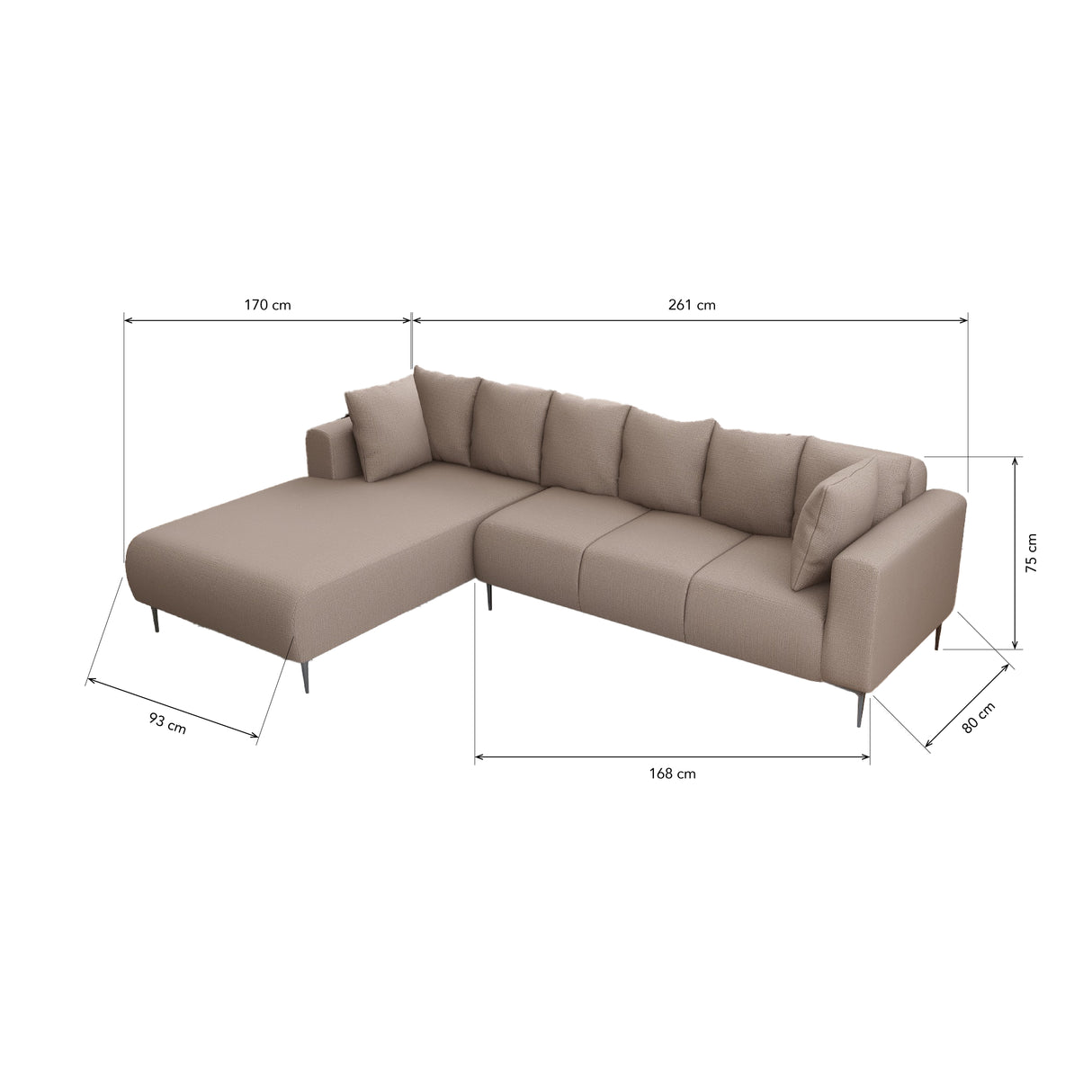 VALENTINO L-Shape Fabric Sofa Affordahome