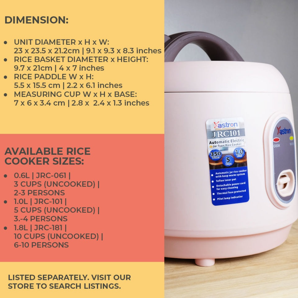 ASTRON JRC-101 1L Jar Type Rice Cooker 5 cups Astron