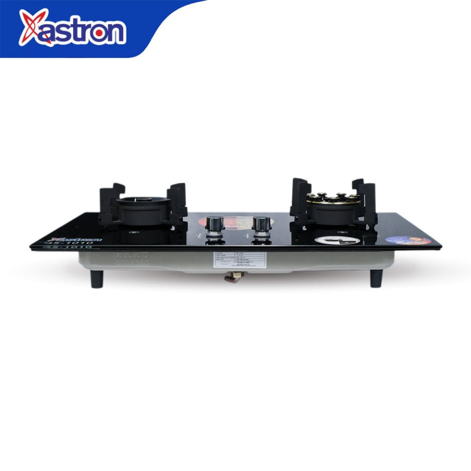 ASTRON GS-1010 Built-in Double Burner Gas Stove with Hob and Tempered Glass Top Astron