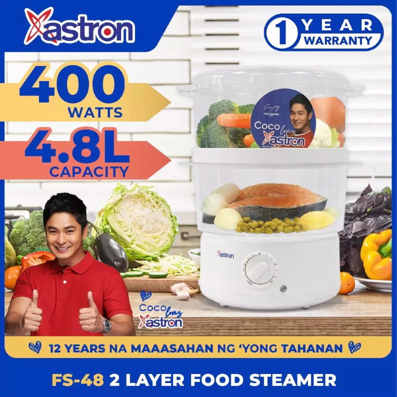 ASTRON FS-48 2-Layer Electric Food Steamer 400W 4.8L (White) Astron
