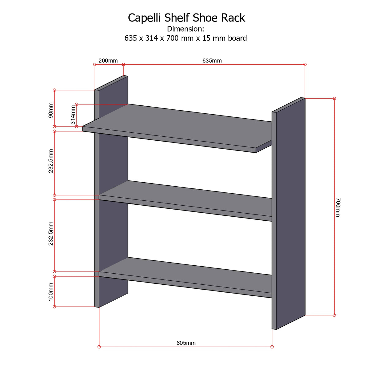 CAPELLI Shoe Rack 3 Layer Affordahome
