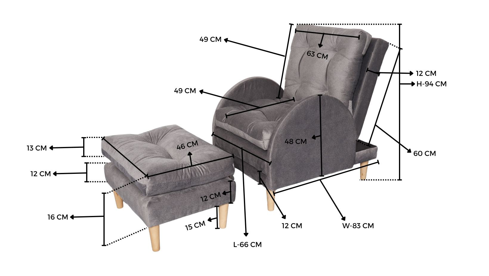 FIONA Reclining Fabric Chair AF Home