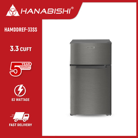 HANABISHI HAMDDREF-33S 3.3 cu.ft. Double Door Refrigerator Hanabishi