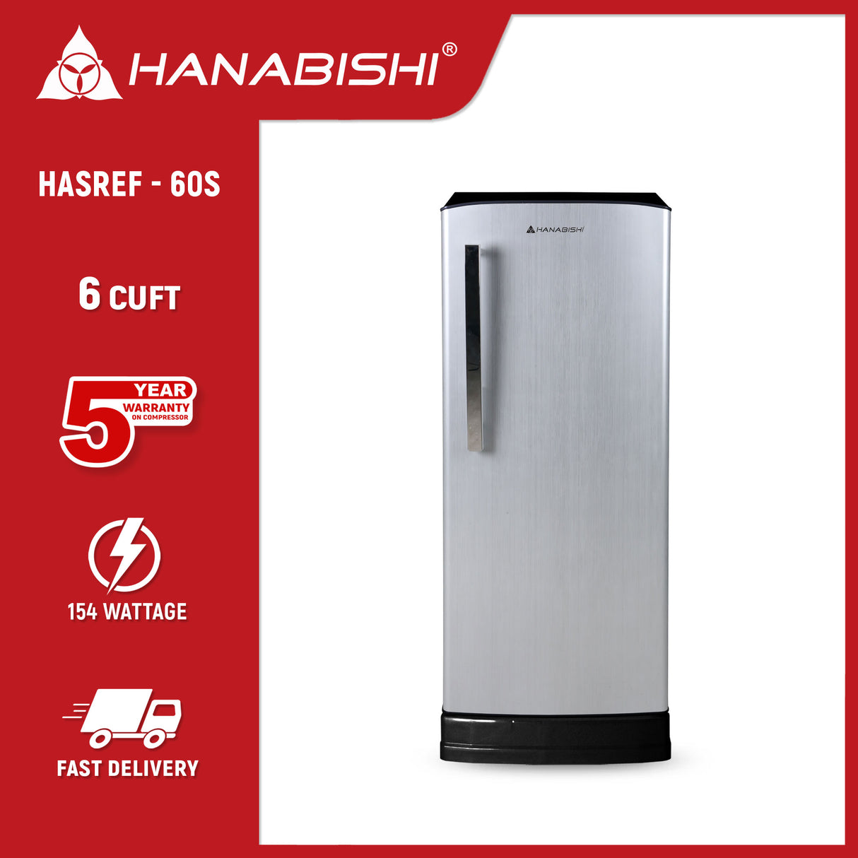 HANABISHI HASREF-60S 6.0 cu.ft. Single Door Refrigerator Hanabishi