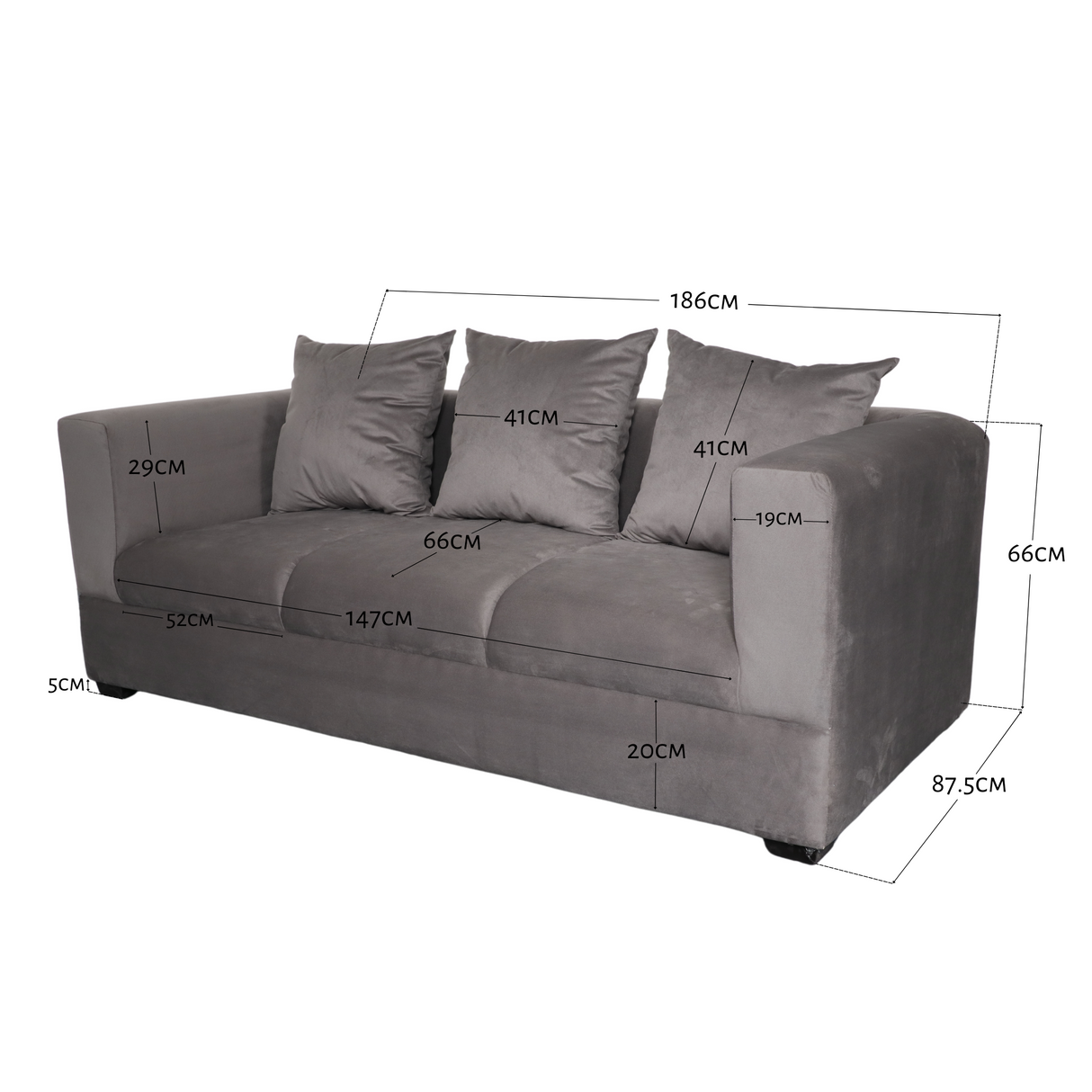 AIRIZ 3-Seater Fabric Sofa Affordahome