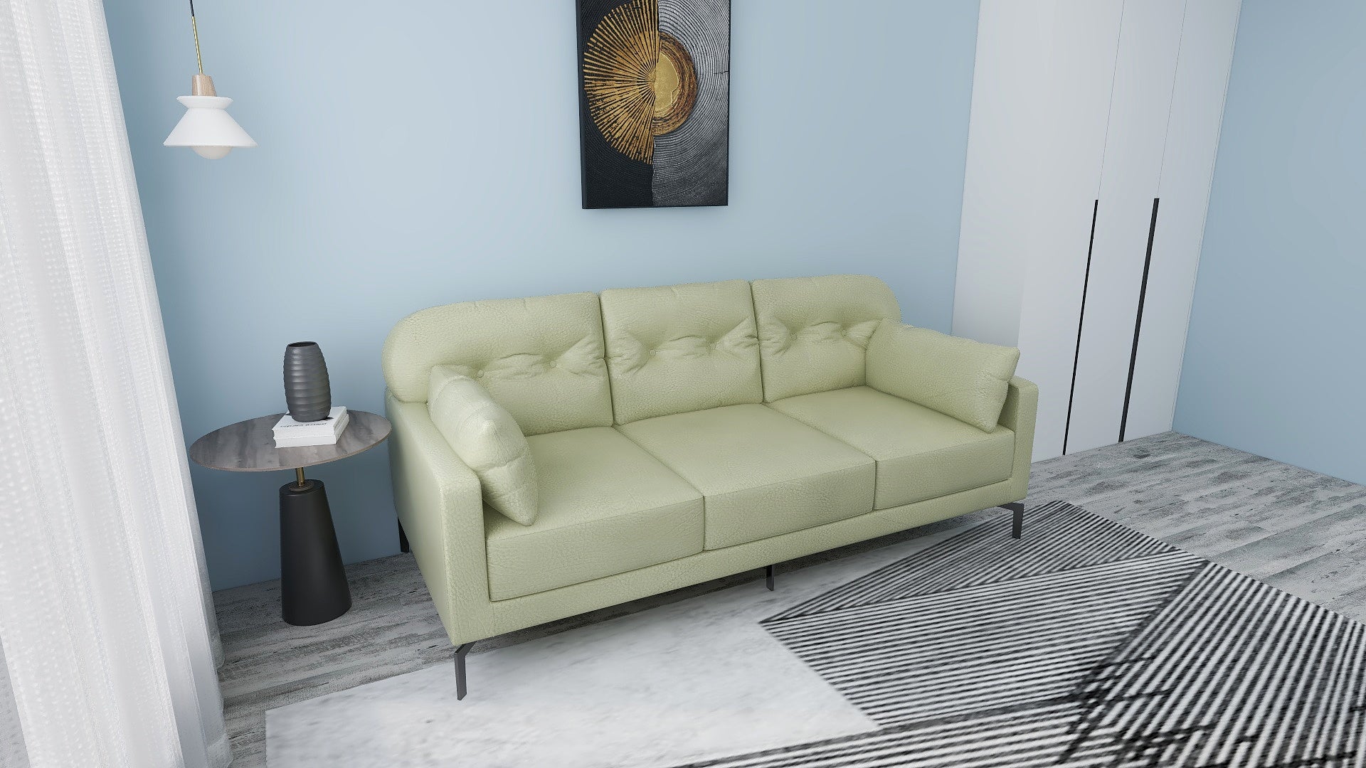 WILLY 3-Seater Leather Sofa AF Home