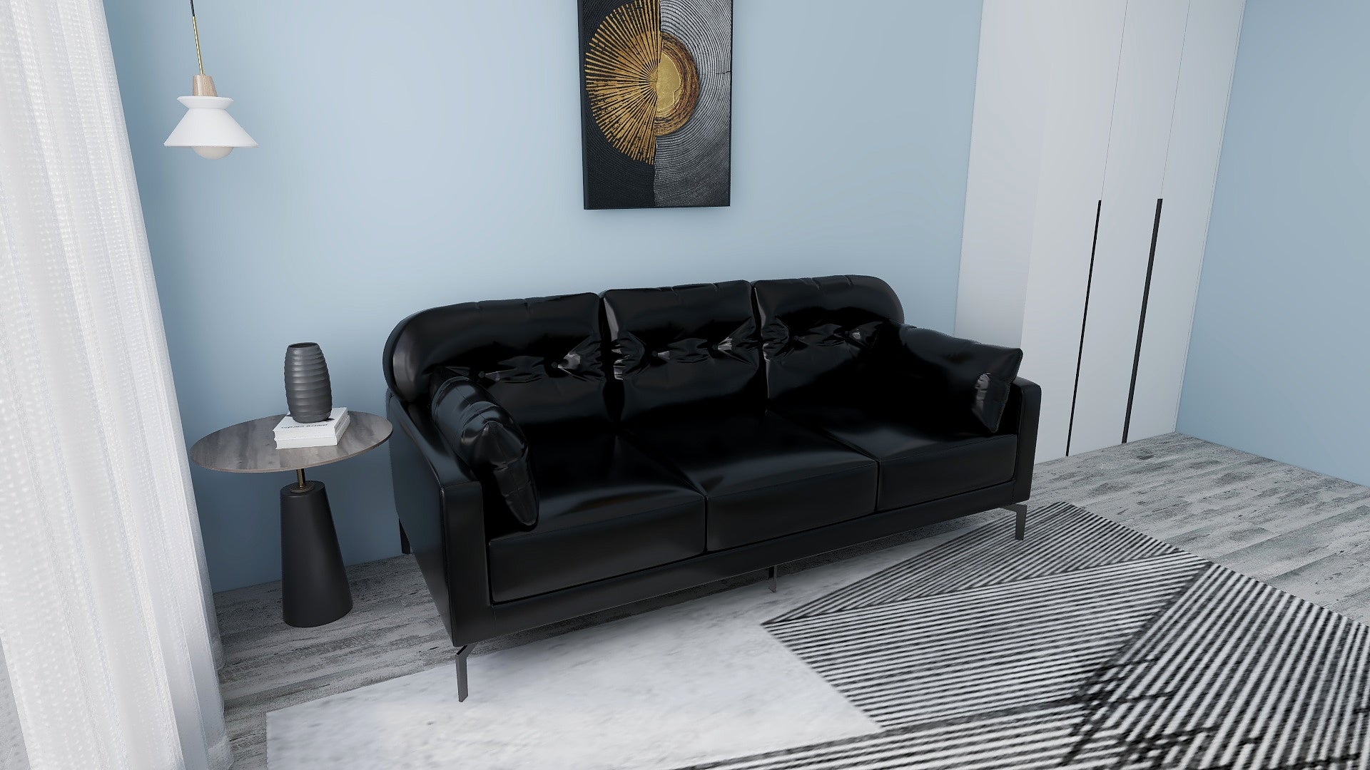 WILLY 3-Seater Leather Sofa AF Home