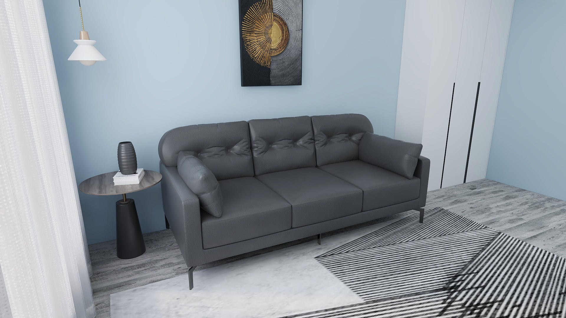 WILLY 3-Seater Leather Sofa AF Home