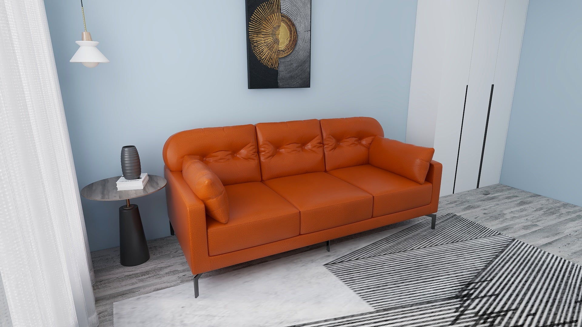 WILLY 3-Seater Leather Sofa AF Home