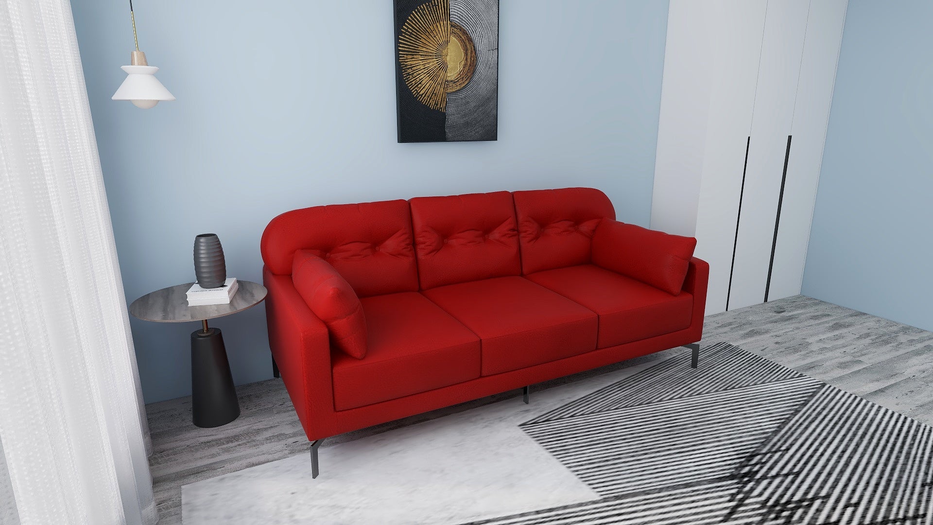 WILLY 3-Seater Leather Sofa AF Home