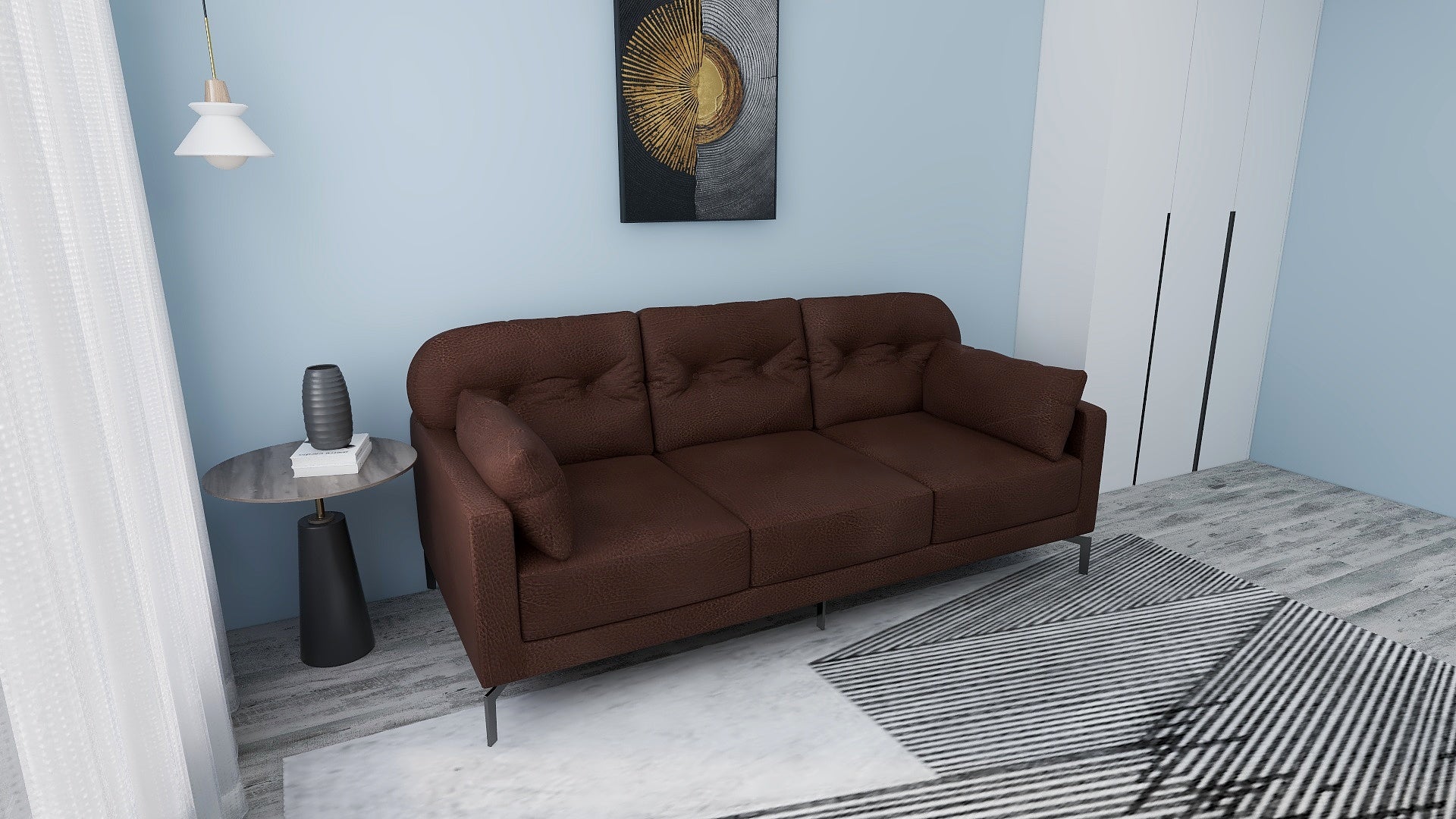 WILLY 3-Seater Leather Sofa AF Home
