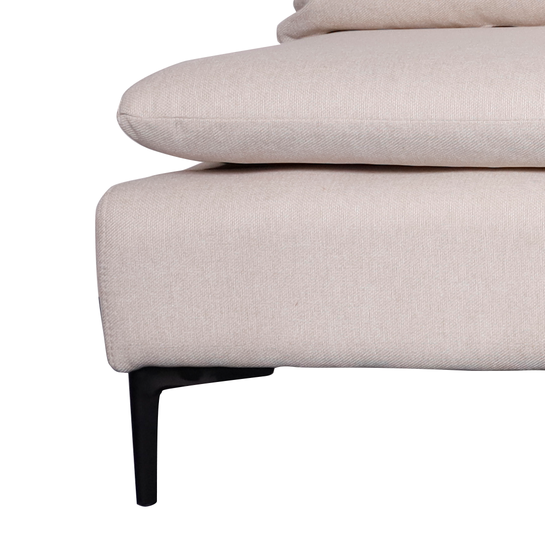 AMBERTON Armless 2-1 L-Shape Fabric Sofa with Ottoman Furnigo