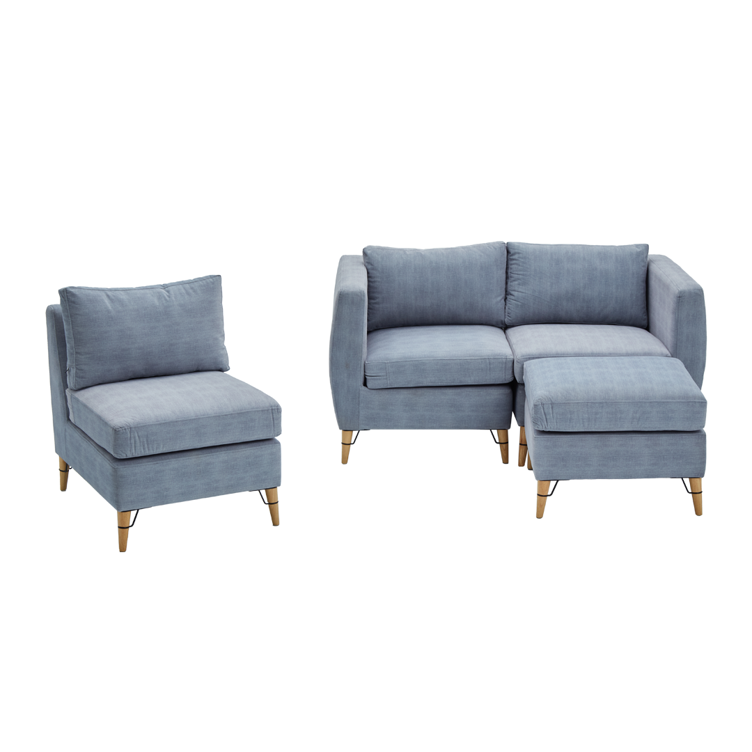 BLAINE Fabric Sofa with Ottoman Furnigo