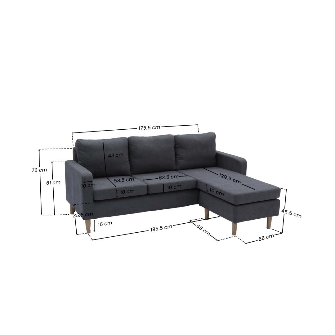 GINO Modern Upholstered L-Shape Fabric Sofa Furnigo